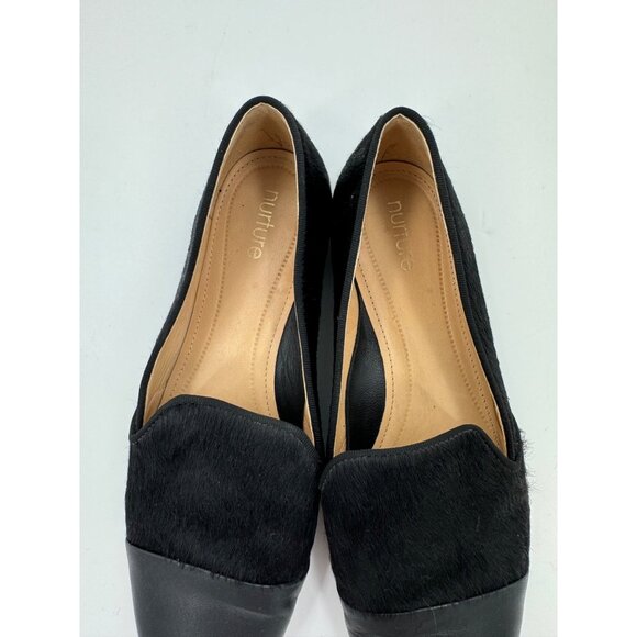 Nurture Womens Black Leather & Bovine Hair Reikel Loafers Size 8M - Picture 3 of 9